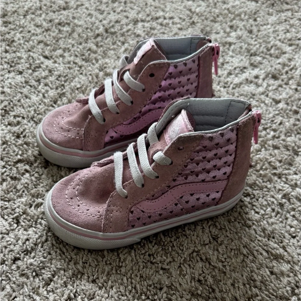 Vans Toddler girls pink heart sneakers shoes size 6 - Picture 15 of 15